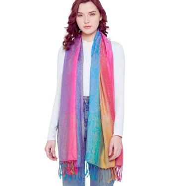 Imagem de Echarpe Lenço Pashmina Seda Indiano Cachecol Xale Estampado - - anjo d