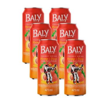 Imagem de Energético Baly Morango e Pêssego 473ml Pack 6 Latas