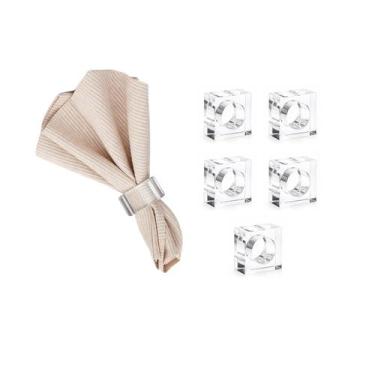 Imagem de Porta Guardanapo Anel Quadrado Transparente Mesa Posta 6un - PARAMOUNT