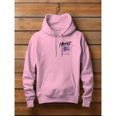 Imagem de Moletom Bear Never Say Never Blusa de Frio Flanelada, Rosa bebê, G