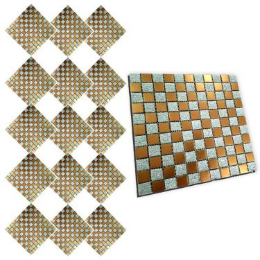 Imagem de Pastilha De Vidro Autocolante Kit 15 Uni Parede Cozinha Box Banheiro Sala Decorativa Facil Aplicacao Requintado Moderna