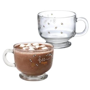 Imagem de Caneca Xícara De Vidro Jumbo Sopa Caldo Cereal Bee 500ml - Haüskraft