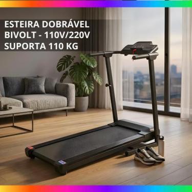 Imagem de Esteira Elétrica Ergométrica Dobrável Bivolt 10km 110kg Fitness PRETO 