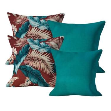 Imagem de Kit 4 Capas de Almofada 45x45cm Decorativas Com Ziper Sala Sofá Cama -