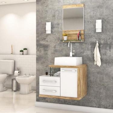 Imagem de Gabinete Para Banheiro C-cuba Q355 E Espelheira Legno 651 Branco Chess