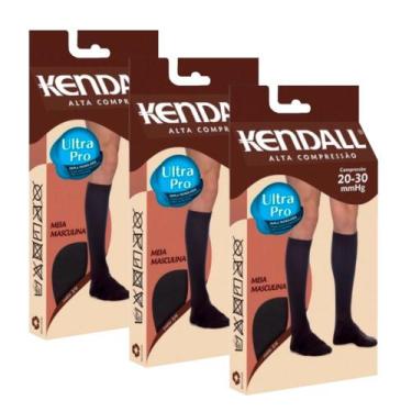 Imagem de Kit Com 3 Meias 3/4 Alta Compressão Kendall Ultra Pro Original Masculi