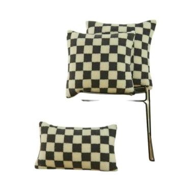 Imagem de Capa De Almofada Xadrez Quadrada Para Decoração De Sofá Na Sala De Est