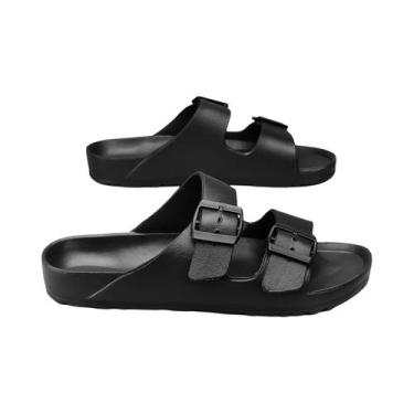 Imagem de Chinelos femininos simples de cor sólida com fivela de salto plano tam