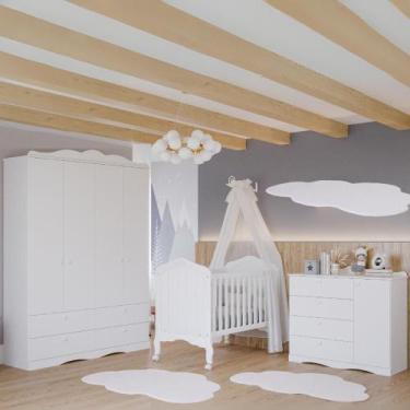 Imagem de Quarto Bebê Completo Berço Americano Provençal 2 em 1 Guarda Roupas 4 