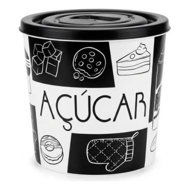 Imagem de Pote Plástico Tampa Hermética Decorado Cozinha 2 L - UZY, Açúcar