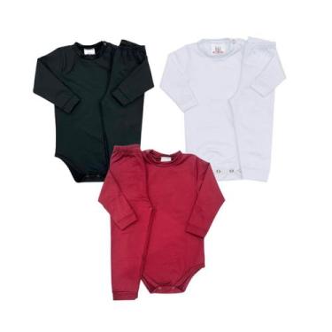 Imagem de Kit 3 Conjuntos Térmicos Peluciado Body + Calça bebê - M - Fofotinhos,