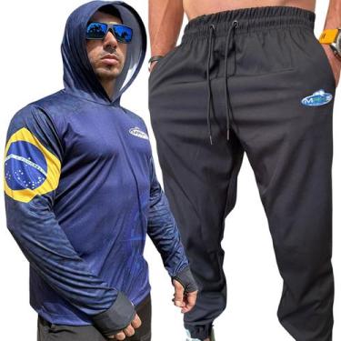 Imagem de Kit Pesca Camisa Expedition Azul Proteção Solar Calça Makis - Makis Fi