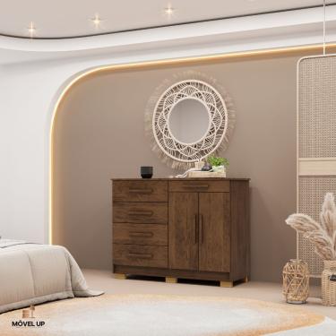 Imagem de Cômoda Sapateira Armario Multiuso Sirius 2 Portas 1 Prateleira 122cm MDF Imbuia Rústico