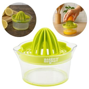 Imagem de Espremedor de Cítricos 2 em 1 com Jarra Medidora para Sucos de Laranja e Limão, Peneira Integrada Verde Baker