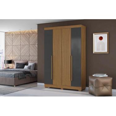 Imagem de Roupeiro de Solteiro 153cm 4 Portas 02 Gavetas - Atacama/Grafite Aramó