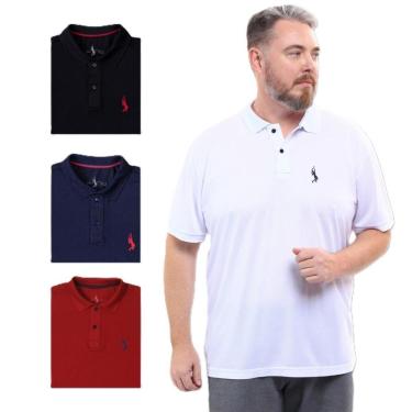 Imagem de Kit 4 Camisa Polo Plus Size Lisa Casual Elegante Ocasiões-Masculino