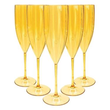 Imagem de 9 Taças De Champanhe Acrílico Cristal Colorido 160 Ml - M&Ca. Plástico