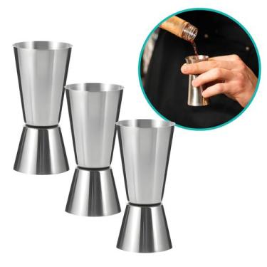 Imagem de Kit 3 Dosador Duplo Inox Copo Medidor Bebida Bar 25/50ml - CLICK HOUSE