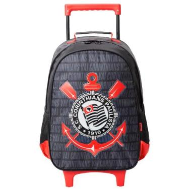 Imagem de Mochila De Rodinhas Escolar Infantil Timão Corinthians Logo, Preto