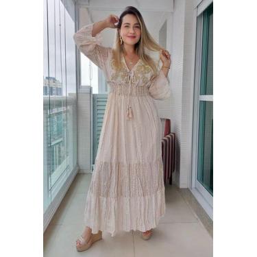 Imagem de Vestido Longo Indiano Premium Luxo Boho Chic c/ Forro-cod.150 - Aleci 