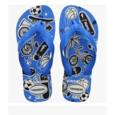 Imagem de Chinelo masc inf havaianas athletic, Branco, Azul, 34