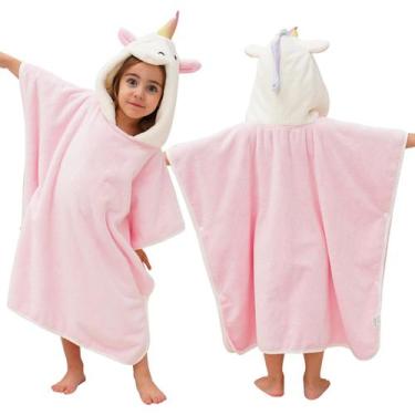 Imagem de Toalha com capuz PINNKKU 3D Unicorn Bath para bebês 70x140cm rosa