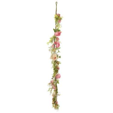 Imagem de Galho Longo C/ Flores E Ovos Rosa/Creme 183cm - Cromus