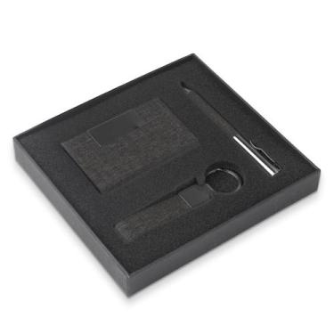 Imagem de Kit Executivo de Caneta, Porta Cartões e Chaveiro em rPET - Pronto Pri