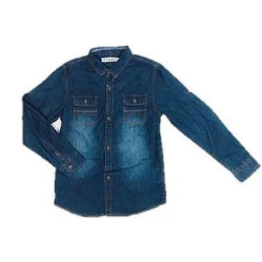 Imagem de Camisa Infantil Menino Jeans - kiki & Mily, Jeans azul escuro, 2