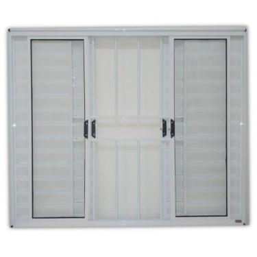 Imagem de Veneziana Branca de 6 Folhas com Grade 100x120cm - 1404 - JANELLOT