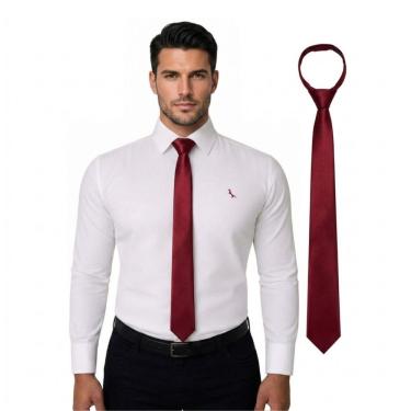Imagem de Gravata Slim Masculina Social Lelo Slim Lisa em Poliéster 5cm a 6cm 145cm Vermelho