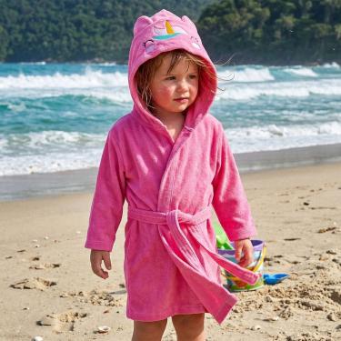 Imagem de Roupão Infantil e Bebê Atoalhado Unicórnio Rosa Tip Top