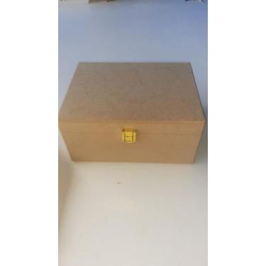 Imagem de Caixa  maleta com alça em mdf com fecho dourado 20x15x9 - Artdoce mdf