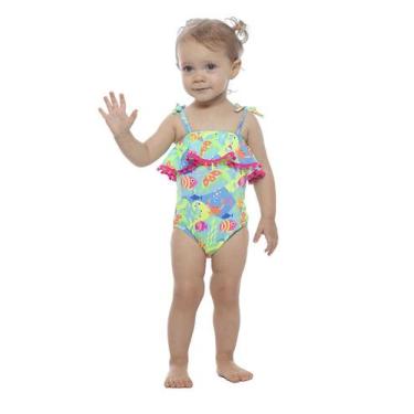 Imagem de Maiô bebê peixinho neon com pompom Bela siri kids., 1, Verde
