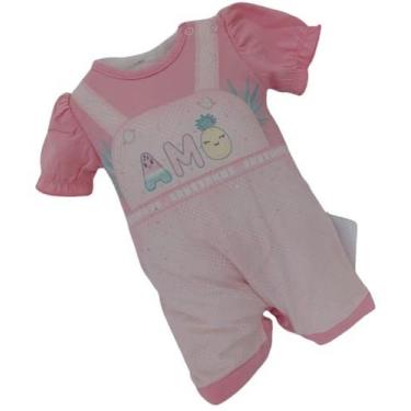 Imagem de Macacão Curto Bebê Menina Estampado Le Bhua / Paraiso 13751, Rosa, G (