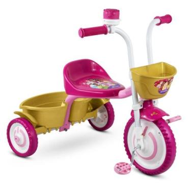 Imagem de Triciclo Infantil Nathor Princesas Disney com Cestinha e Pedais
