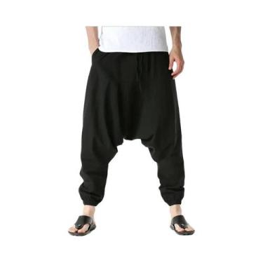 Imagem de Calças Harem Masculinas Largas De Algodão Casuais Para Yoga E Corrida,