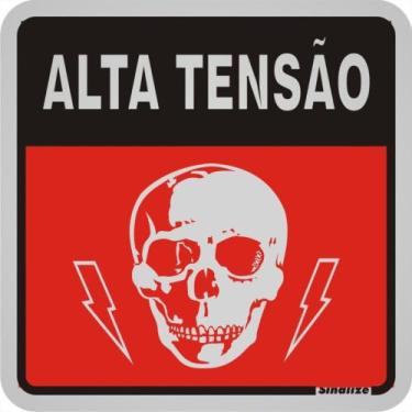 Imagem de Placa Sinalizacao Aluminio 12X12 ''Alta Tensao'' 900Aw - SINALIZE