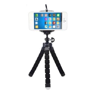 Imagem de Mini Tripé Flexível Articulado Suporte Celular Camera Webcam Preto/azu