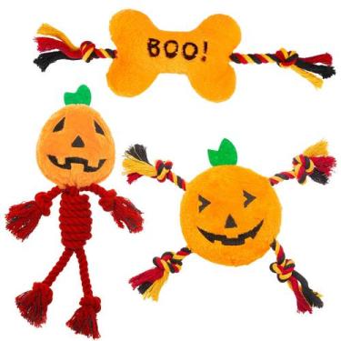 Imagem de Brinquedos para mastigar para cães PUPTECK Halloween Funny Pumpkin, 3 