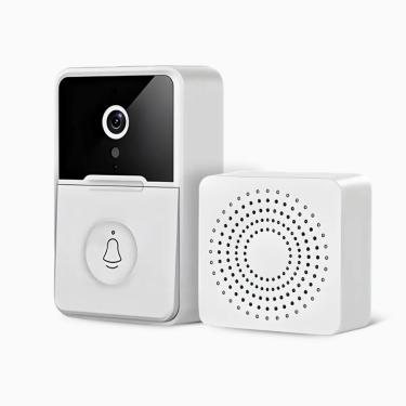Imagem de Campainha Inteligente com Câmera Wi-Fi sem Fio Visão Noturna Áudio Bidirecional Alerta no Celular Branco Bivolt Utimix