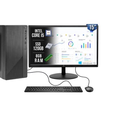 Imagem de Computador Completo Intel Core I5 650 8GB SSD 120GB Windows 10 Trial com Monitor 15 Teclado e Mouse