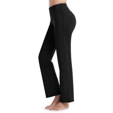 Imagem de Calças bootcut feminino de ioga com bolsos calça de treino de cintura alta calça de treino flare Cal