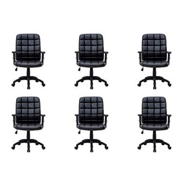 Imagem de Conjunto com 6 Cadeiras de Escritório Diretor Giratórias Fitz com Braços Ajustáveis Preto
