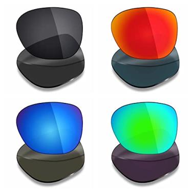 Imagem de 4 pares de lentes polarizadas de substituição Mryok para óculos de sol Oakley Overtime – Stealth preto/vermelho fogo/azul gelo/verde esmeralda