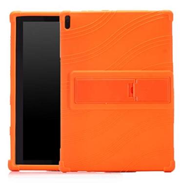 Imagem de CHAJIJIAO Capa ultrafina para tablet Lenovo Tab E10 capa protetora de silicone com suporte invisível capa traseira (cor: laranja)