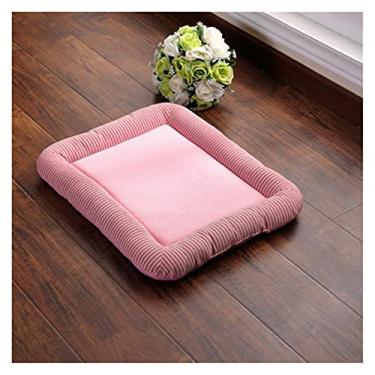 Imagem de Almofada para cães e gatos para animais de estimação, respirável, antiderrapante, primavera, verão, cama para cães e filhotes, tapete de seda gelada para carro, sofá, gatos, cães, ninho, canil, colchão para animais de estimação (cor: rede rosa, tamanho: P 43 x 33 cm)
