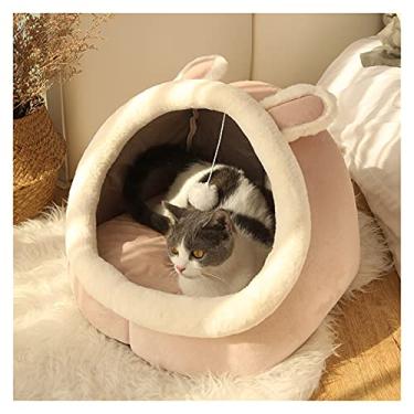 Imagem de Almofada para cães e gatos para animais de estimação, cama de gato doce, cesta quente para animais de estimação, almofada aconchegante para gato, casa, barraca muito macia, pequena para tapete lavável na caverna e gatos (cor: E, tamanho: P (31 x 30 x 28 cm)