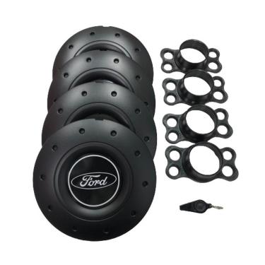 Imagem de Jogo de Calotas de Centro Miollo para Ford Ka Aro 14 2015/2019 Estilo Amarok Preto