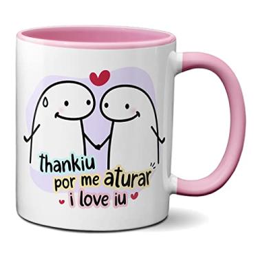 Imagem de Caneca Flork Namorados Fofos Thankiu Por Me Aturar I Love Iu (Rosa)
